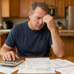stressed homeowner with utility bills